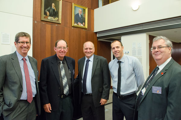 Mal Lane, Defence Industries Queensland; Ray Fry, Norship Marine; Scott Morrison, Teekay Shipping; Olav Groot, Norship Marine; Lindsay Pears, Defence Industries Queensland